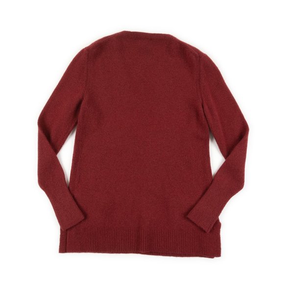 J. CREW deep V-neck long cranberry red pullover tunic sweater size S - Picture 3 of 8